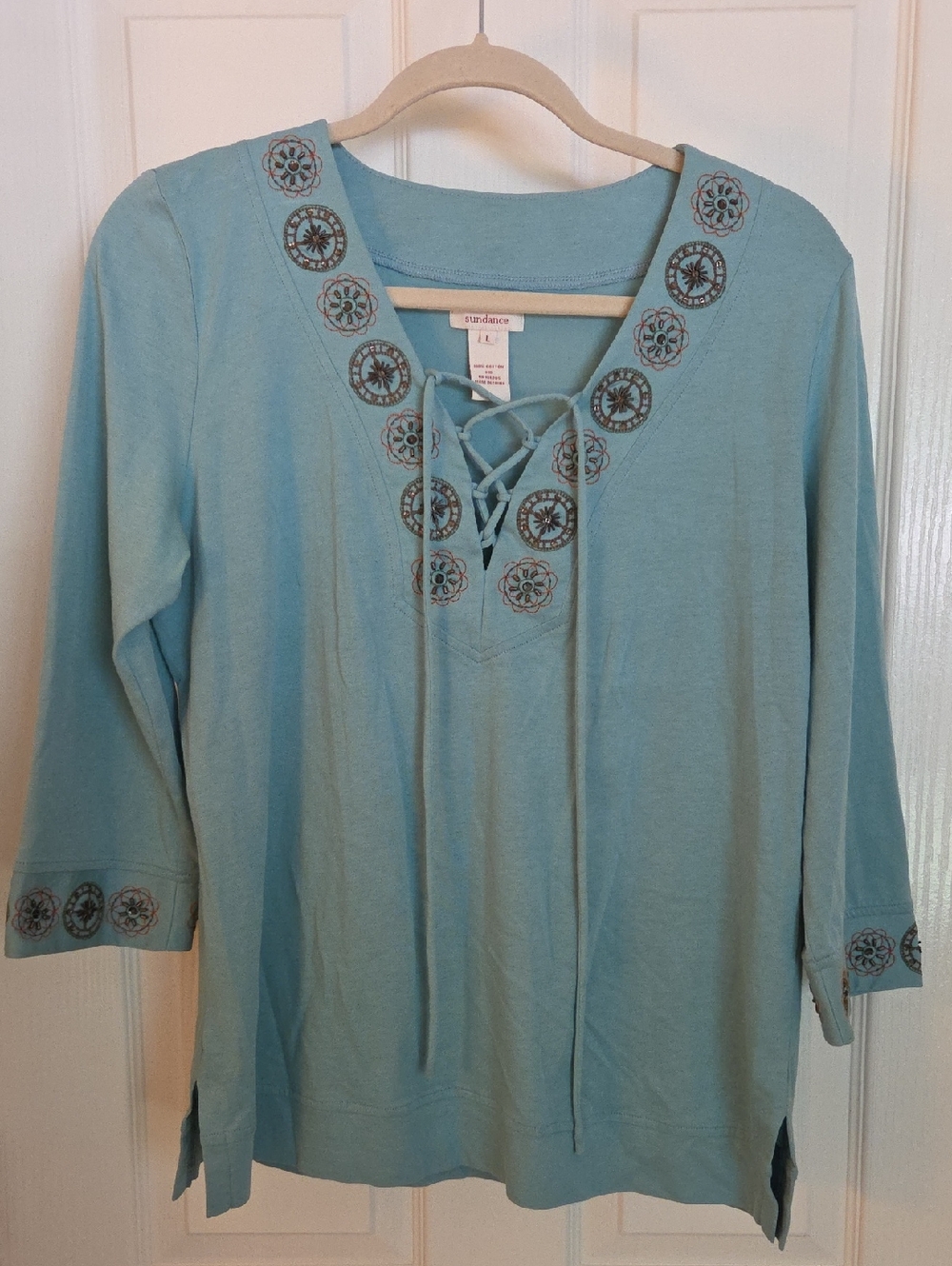Sundance Embroidered Seafoam Embellished Tunic